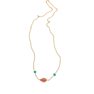 Fire Opal Teardrop Necklace on Gold Chain