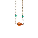 Fire Opal Teardrop Necklace on Gold Chain