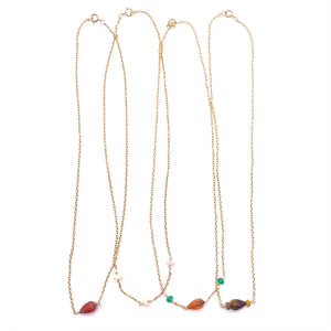 
            
                Load image into Gallery viewer, Fire Opal Teardrop Necklace on Gold Chain
            
        