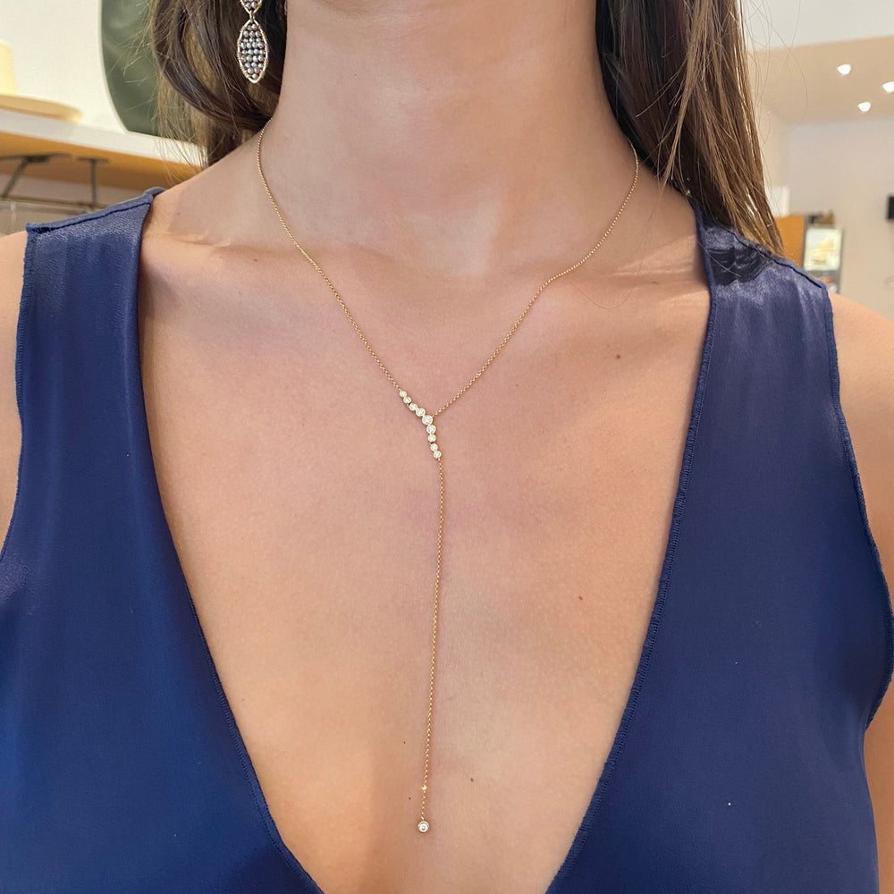 14k Gold + Diamond Lariat Necklace