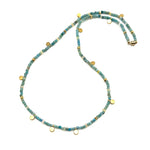 Triple Wrap Bracelet -Apatite + Gold Disks