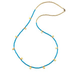 Turquoise + Gold Disc Necklace - 24"