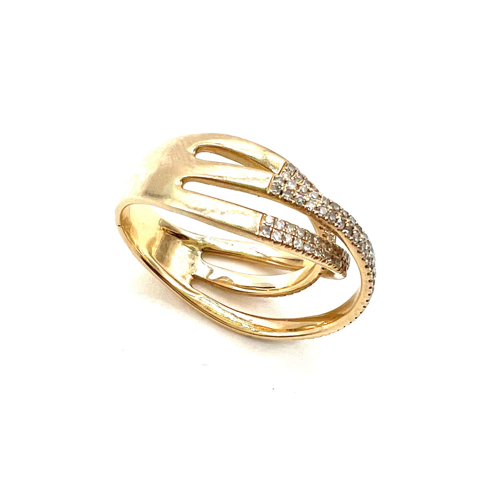 14K Gold + Diamond Crossover Ring