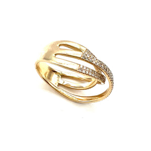 
            
                Load image into Gallery viewer, 14K Gold + Diamond Crossover Ring
            
        