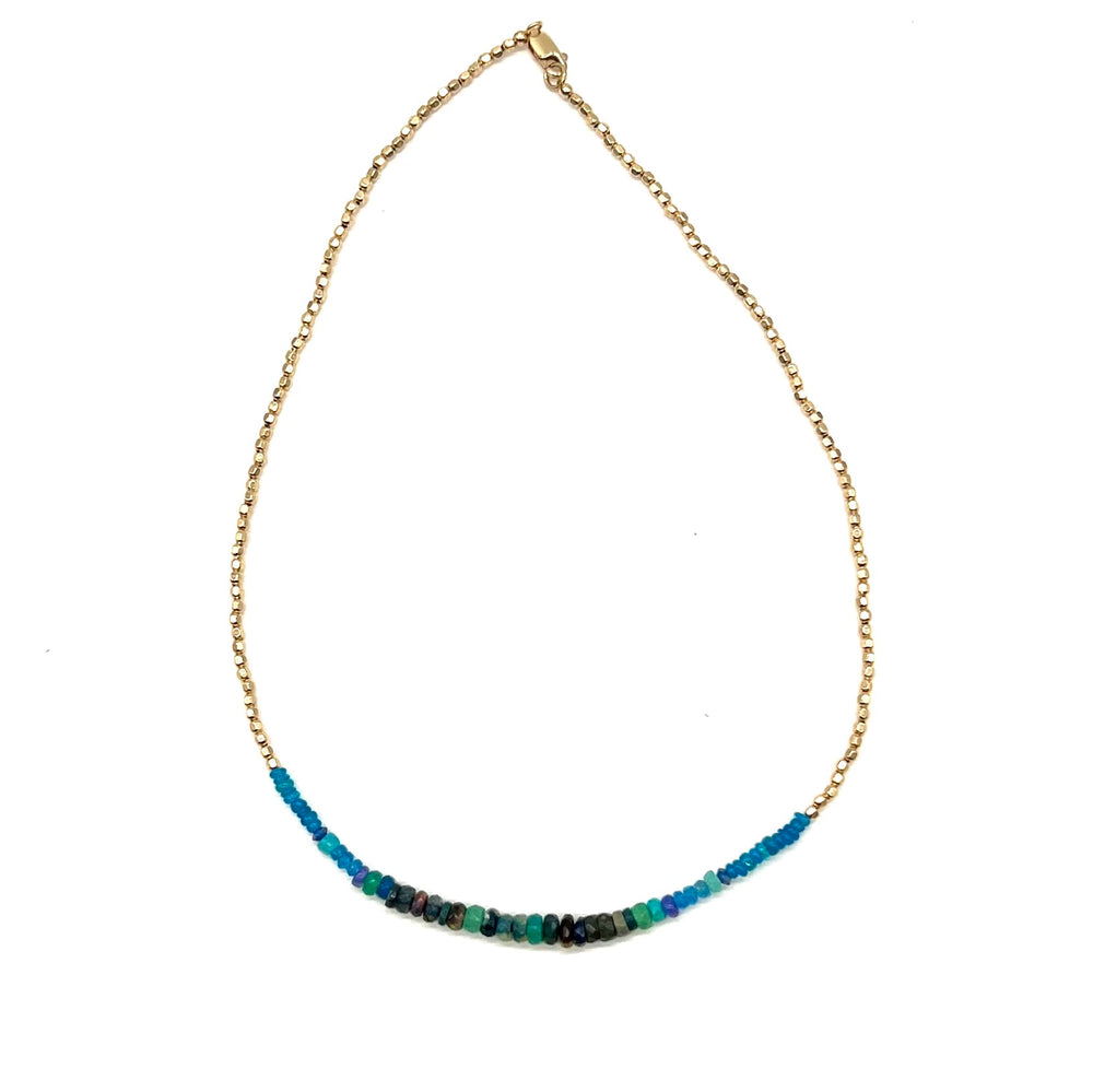 Vibrant Opal Necklace in Ocean Teal - 15.5"