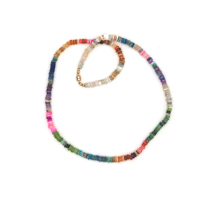 Color Wheel Necklace - Multi Stone Skinny, 19.5"
