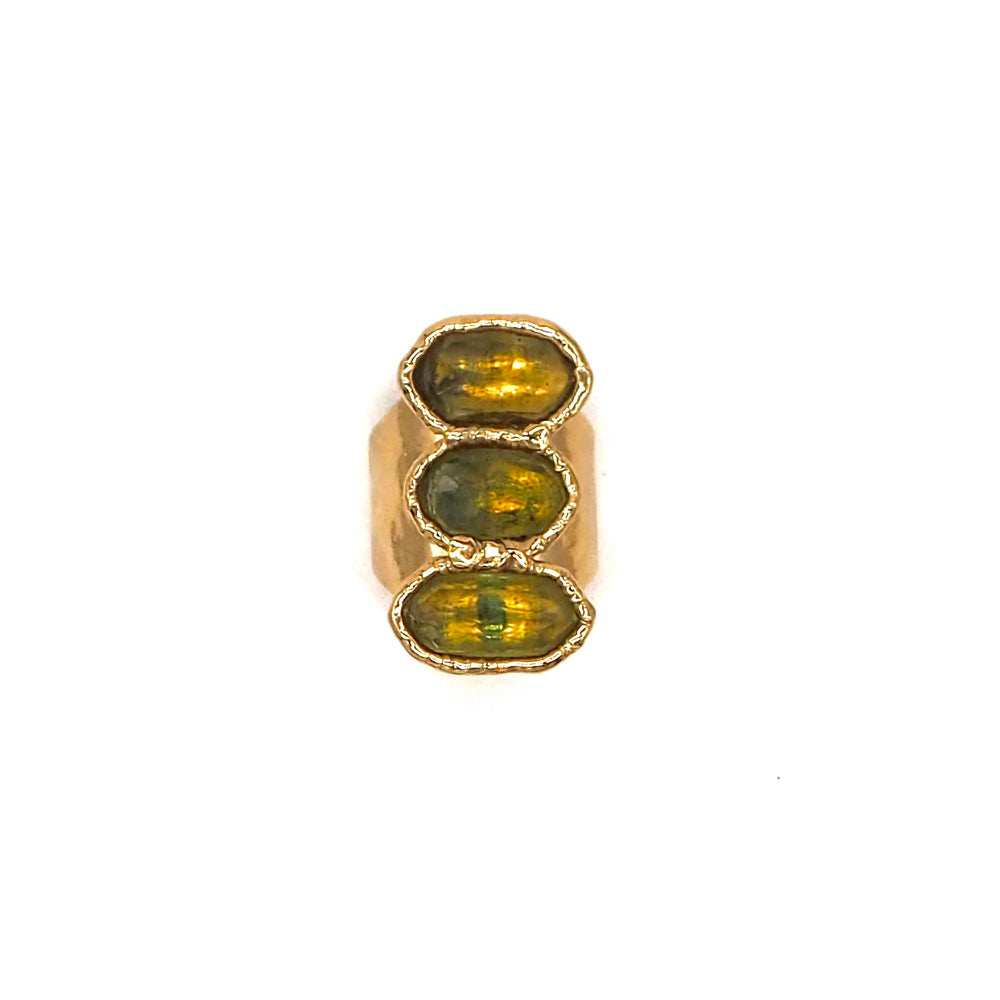 
            
                Load image into Gallery viewer, Lemon Quartz Triple Stone Ring - Large
            
        