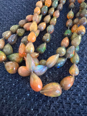 Teardrop Fire Opal Necklace - 15.5"