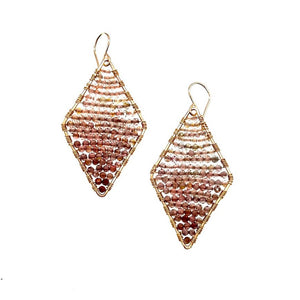 Gold Diamond Shape Earrings Ombre Spinel, Medium