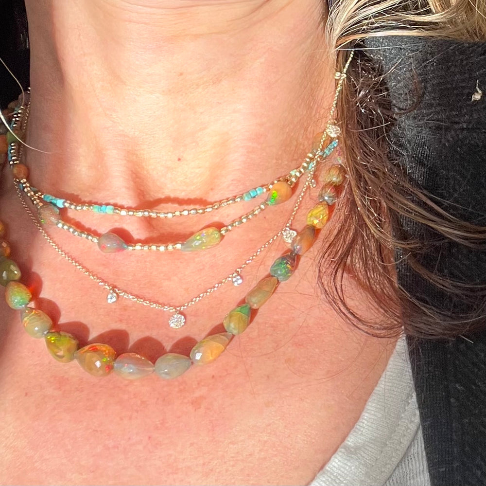 Teardrop Fire Opal Necklace - 18.5"