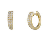 14k Gold + Diamond Double Row Huggie Earrings