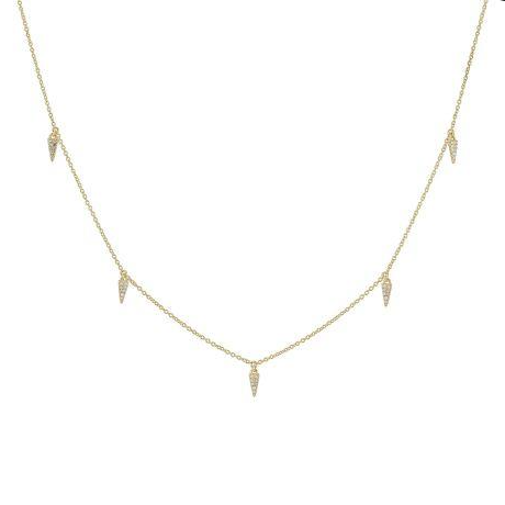 14k Gold + Diamond Triangle Spike Necklace