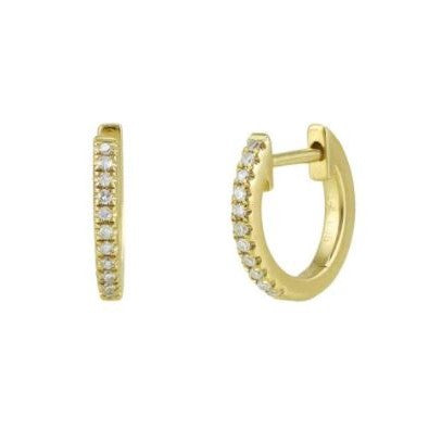 
            
                Load image into Gallery viewer, 14K Yellow Gold and Diamond Huggies, 12mm
            
        