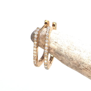 14K Gold and Diamond U-Shape Huggies