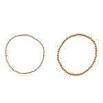 Gold Beaded Stretch Bracelet- 2mm- Set of 3