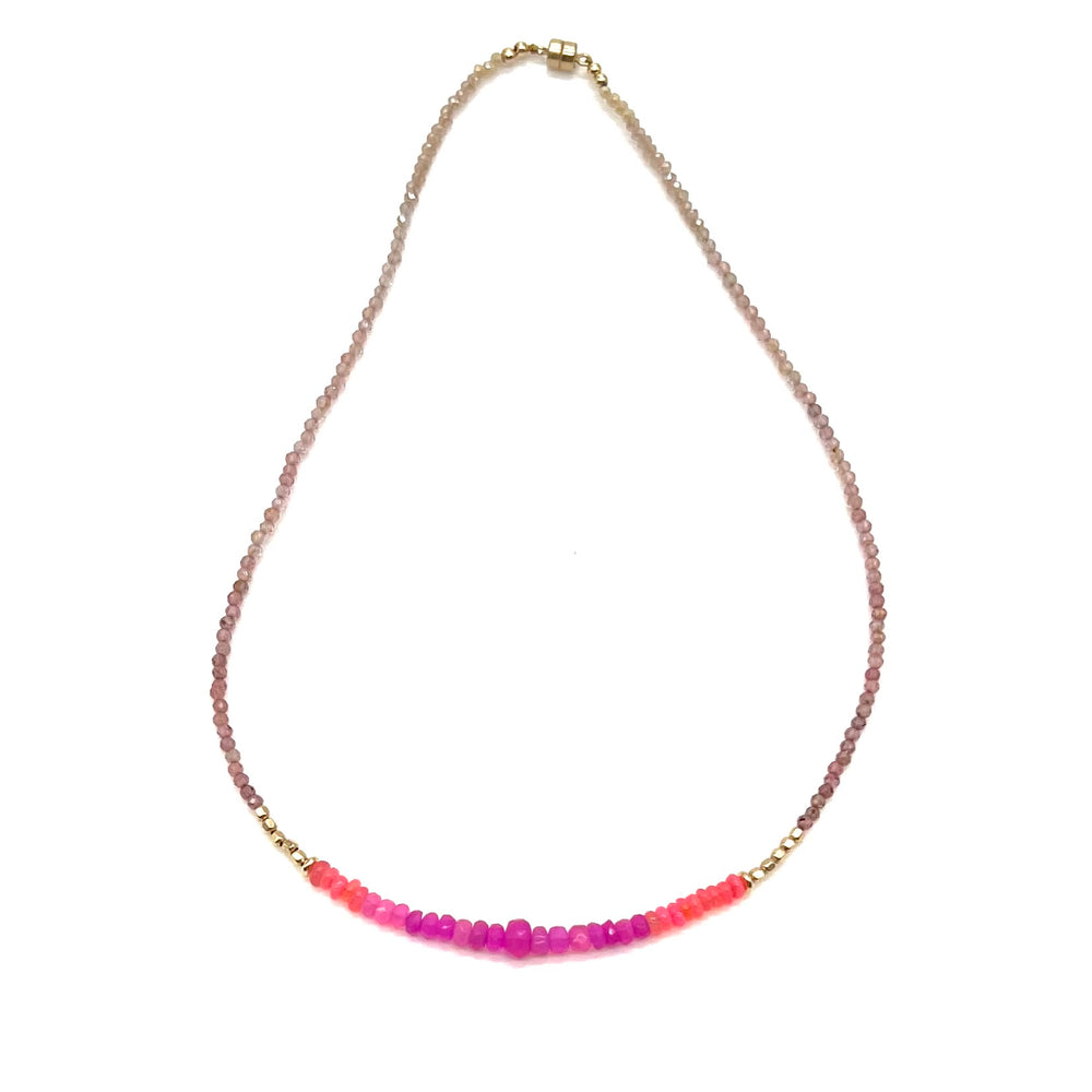 Pink Opal + Gold Necklace - 16”
