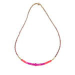 Pink Opal + Gold Necklace - 16”