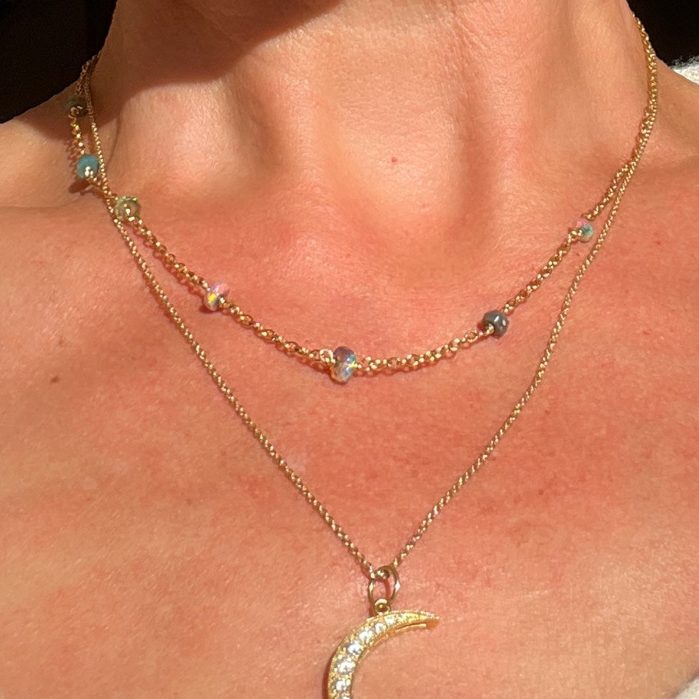 Opal + Gold Chain Necklace