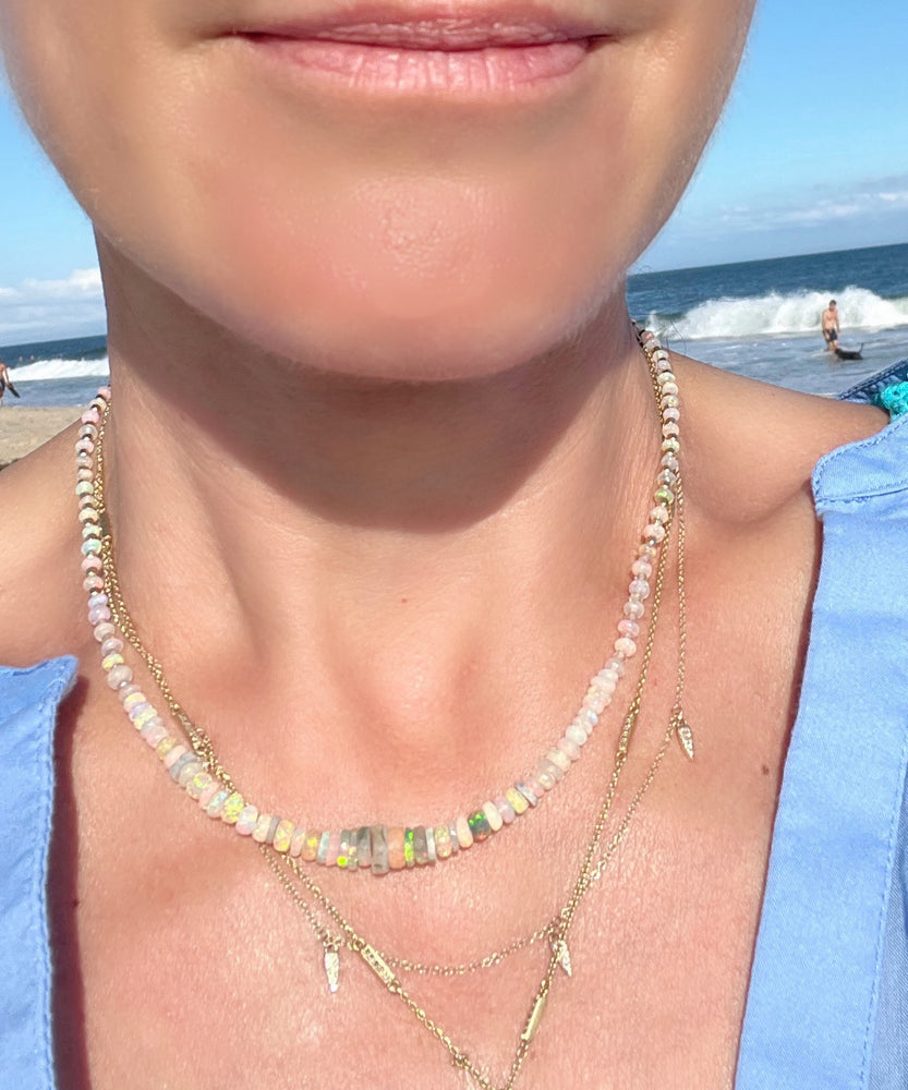
            
                Load image into Gallery viewer, Opal Heishi + Gold Nugget Necklace
            
        