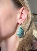 Gold Teardrop Earrings in Ocean Tourmaline, Medium