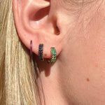 14K Gold + Blue Sapphire Huggies