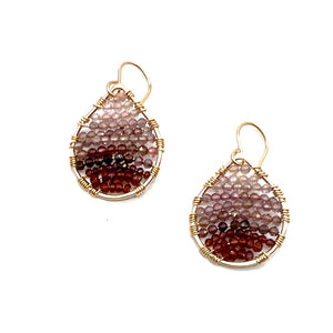 Gold Teardrop Earrings in Ombre Spinel