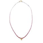 18k Gold + Pave Diamond Disk Necklace on Pink Spinel Chain
