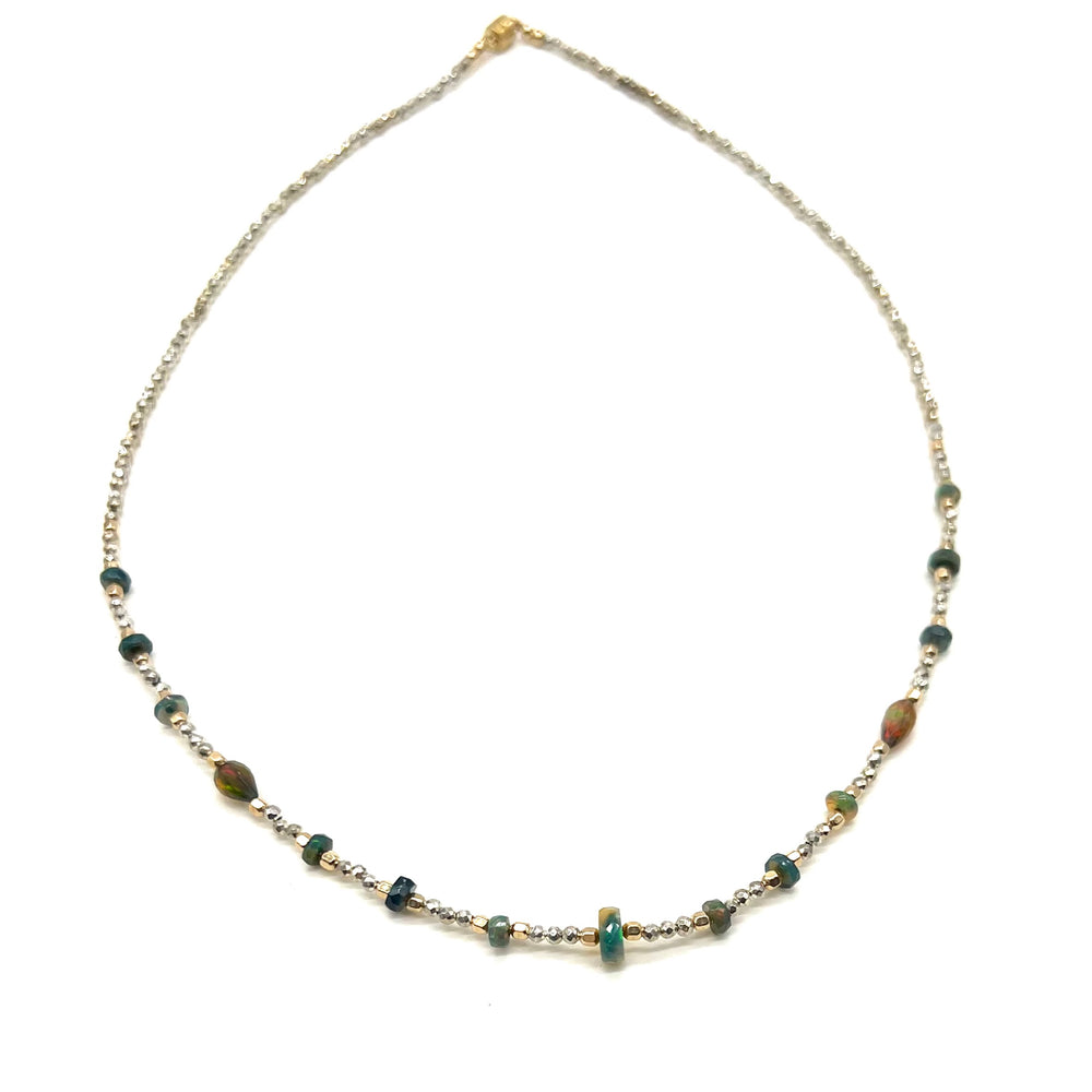Opal + Pyrite Necklace