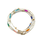 Quadruple Wrap Bracelet - White Rainbow