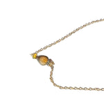 Olive Fire Opal Teardrop Necklace on Gold Chain