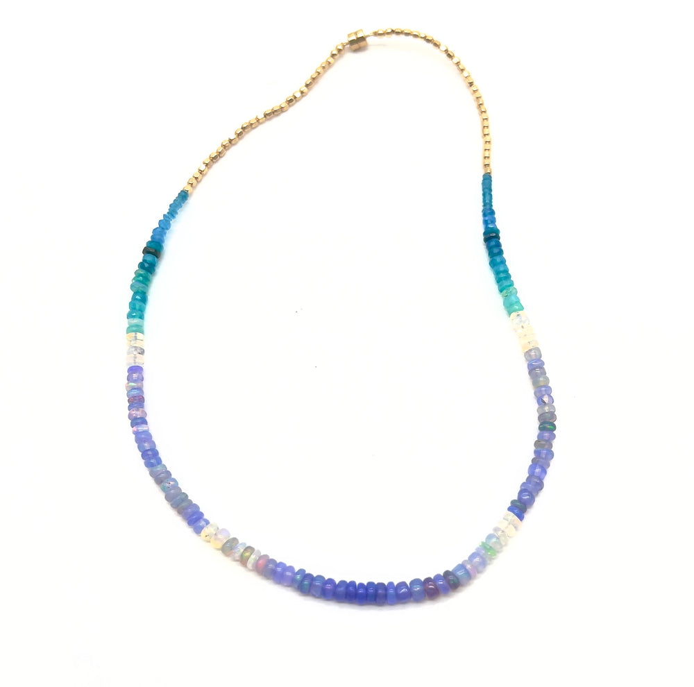 
            
                Load image into Gallery viewer, Fire Opal Necklace in Violet Ombre - 16”
            
        