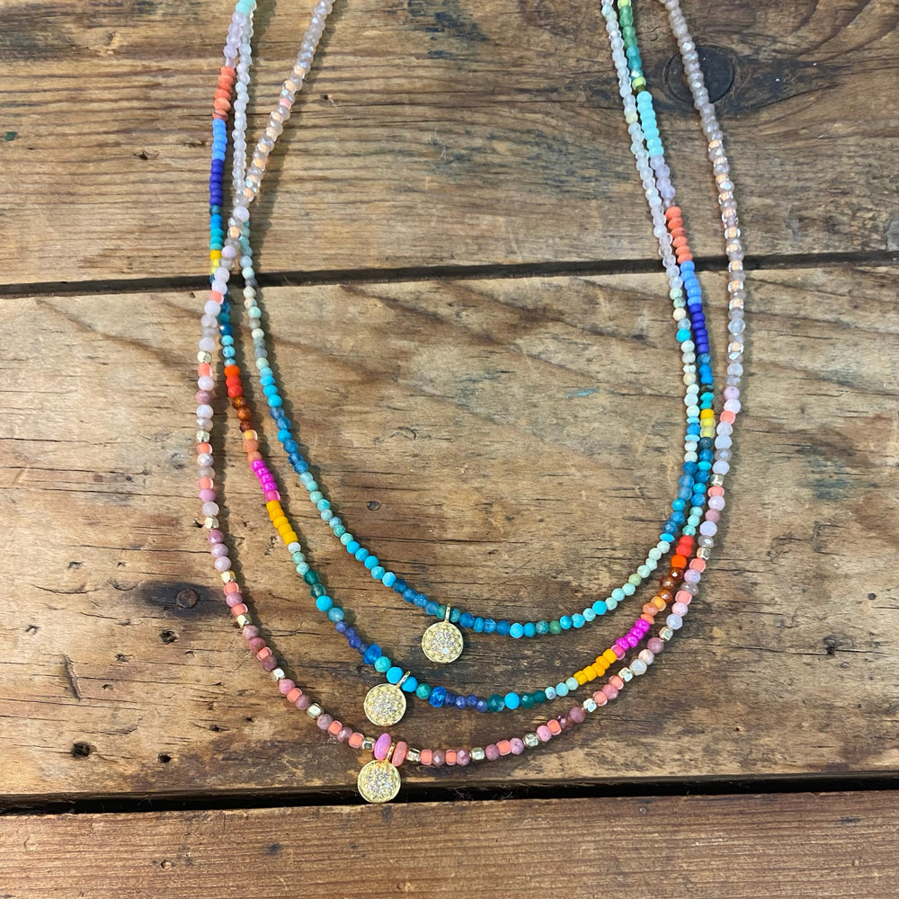 Rainbow + Pave Diamond Pendant Necklace
