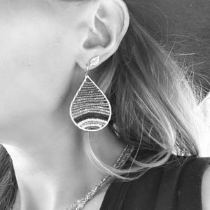 Gold Teardrop Earrings in Electric Pink, Medium