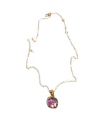 Orchid Glass Pendant Necklace in Gold