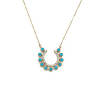 14K Gold + Diamond Turquoise Horseshoe Necklace
