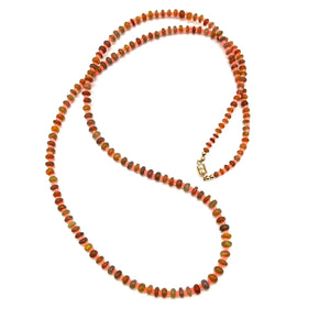 Fire Opal Necklace in Amber + Coral - 24”