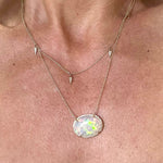 14K Gold + Diamond Australian Opal Necklace- Large