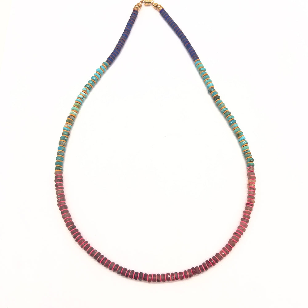 
            
                Load image into Gallery viewer, Andalusite + Indian Turquoise Necklace
            
        