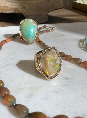 White Opal Cuff Ring
