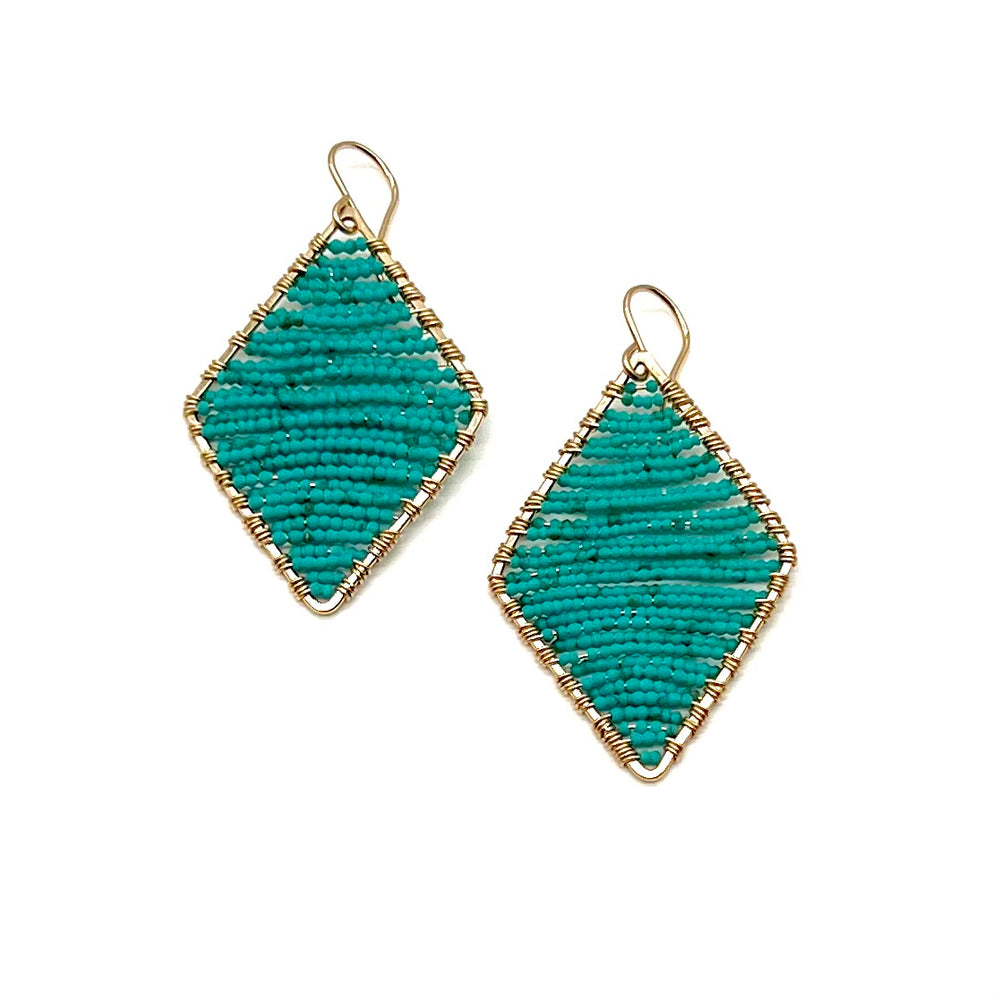 
            
                Load image into Gallery viewer, Gold Diamond Shape - Green Turquoise
            
        