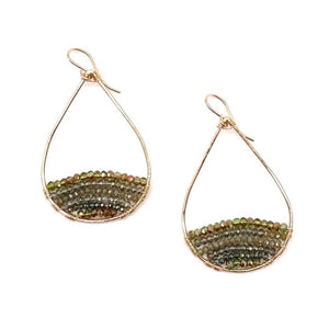Gold Semi-Beaded Teardrop Earrings Enchanted Forest, Medium