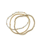 Silver + Gold Beaded Stretch Bracelets- Set of 3
