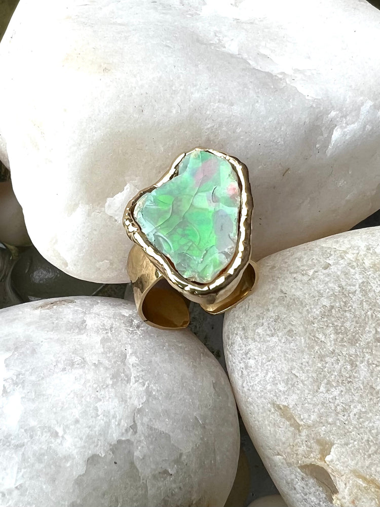 White Opal Cuff Ring