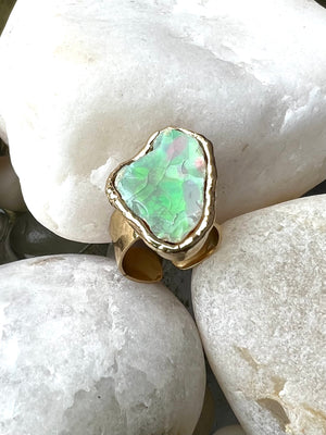 White Opal Cuff Ring