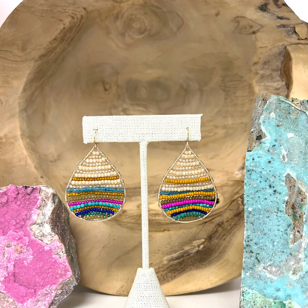 
            
                Load image into Gallery viewer, Gold Teardrop Earrings in Golden Multi, Medium
            
        