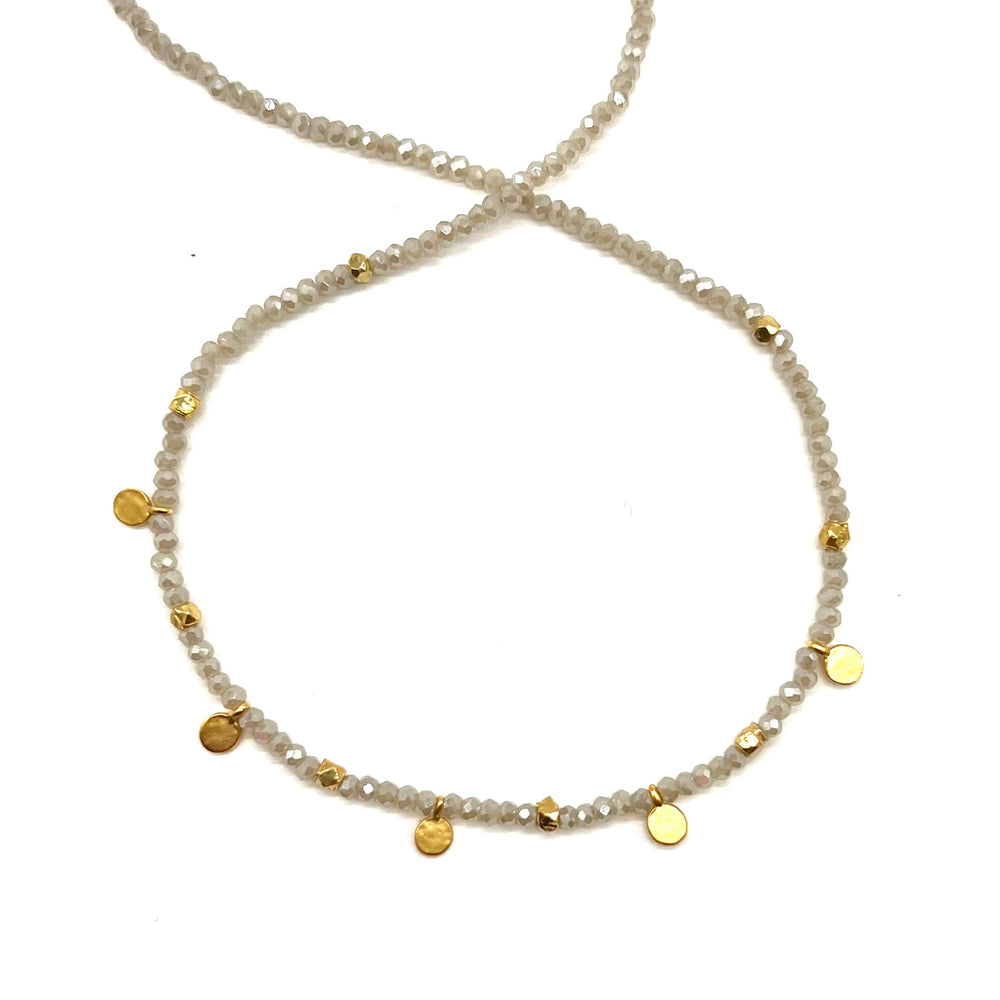 Gold Disk + Micro-Crystal Triple Wrap in Sea Spray