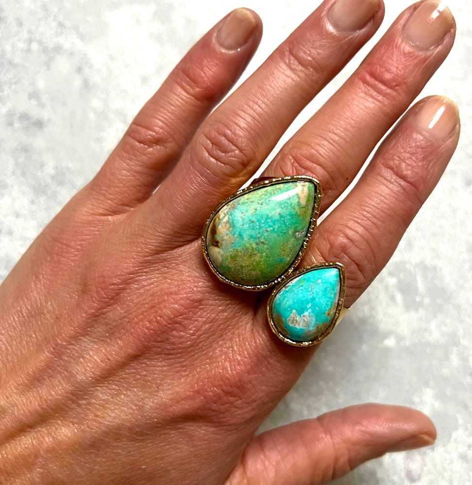 Turquoise Teardrop Cuff Ring - Large